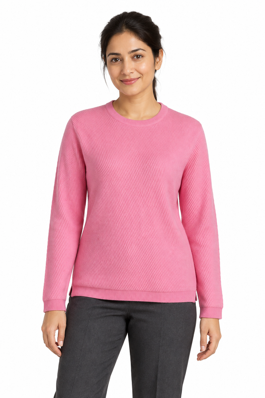 Cross-Knit Brushed Crew-Neck Sweater
