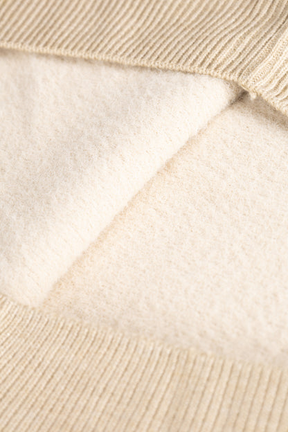 Cross-Knit Brushed High-Neck Sweater