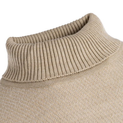 Cross-Knit Brushed High-Neck Sweater