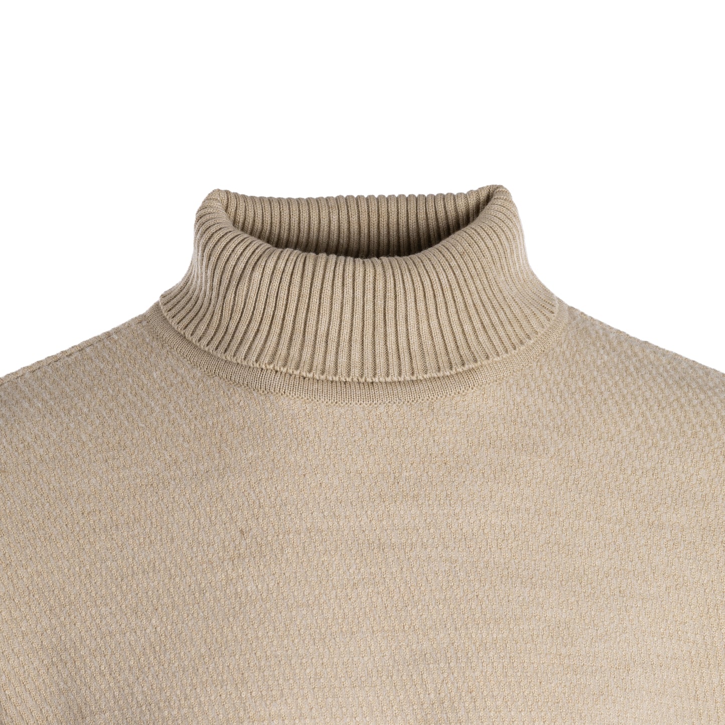Cross-Knit Brushed High-Neck Sweater