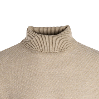Cross-Knit Brushed High-Neck Sweater