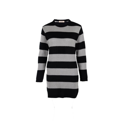 Cross-Knit Brushed Striped Midi Dress