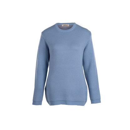 Cross-Knit Brushed Crew-Neck Sweater