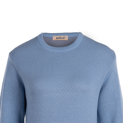 Cross-Knit Brushed Crew-Neck Sweater