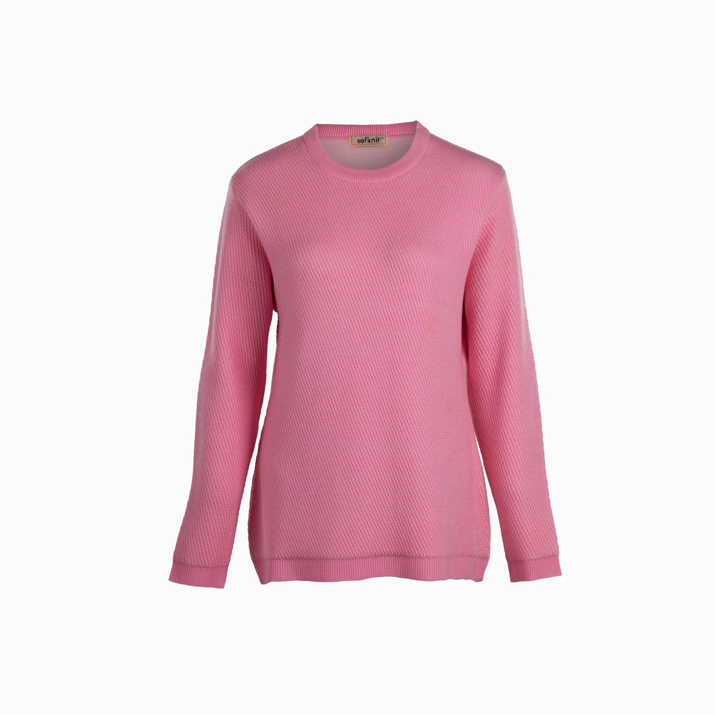 Cross-Knit Brushed Crew-Neck Sweater