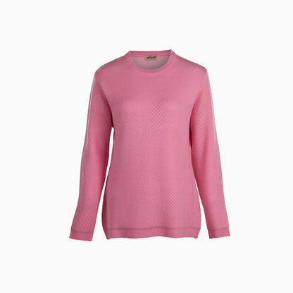 Cross-Knit Brushed Crew-Neck Sweater