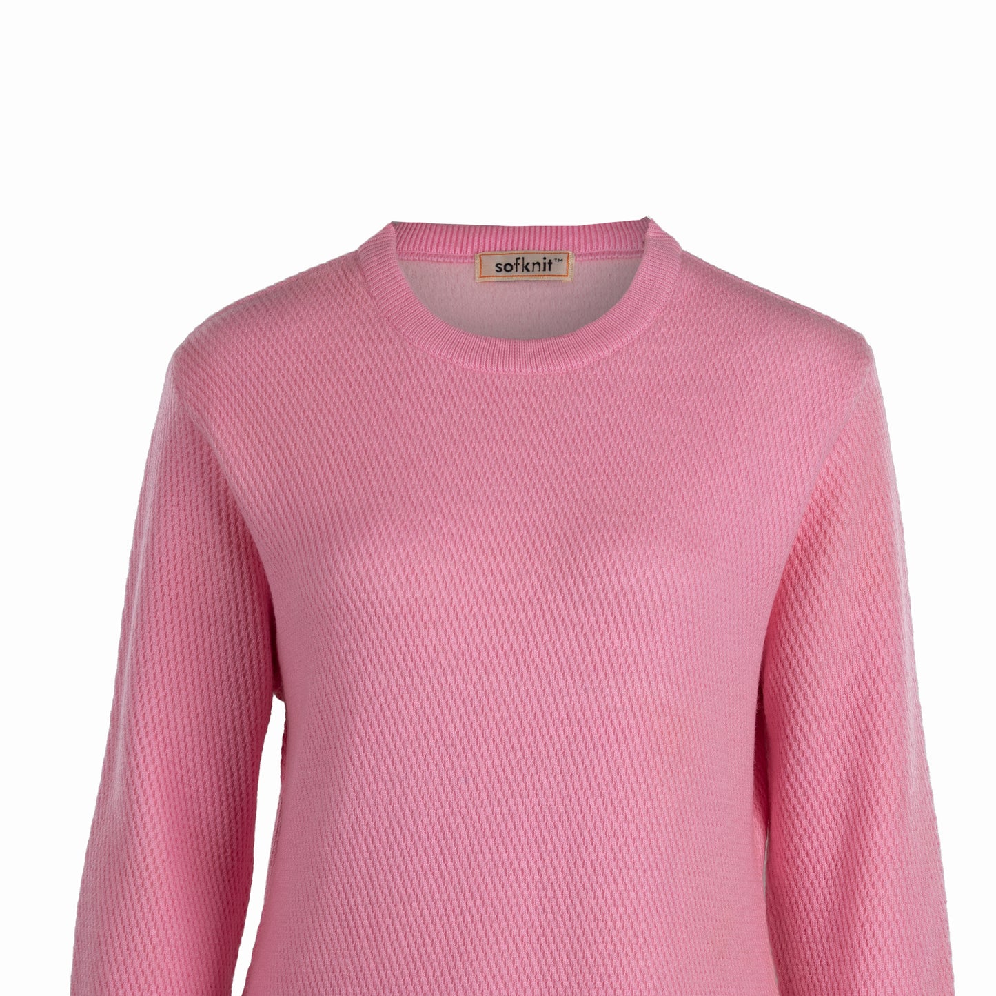Cross-Knit Brushed Crew-Neck Sweater