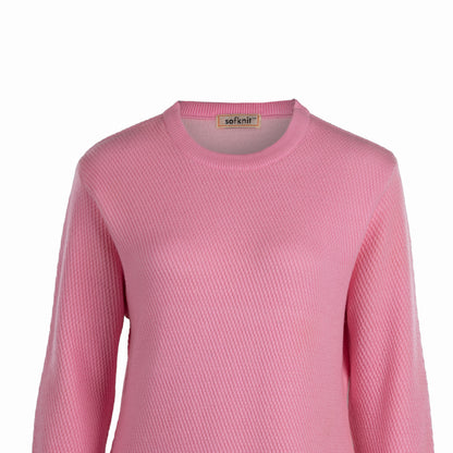 Cross-Knit Brushed Crew-Neck Sweater