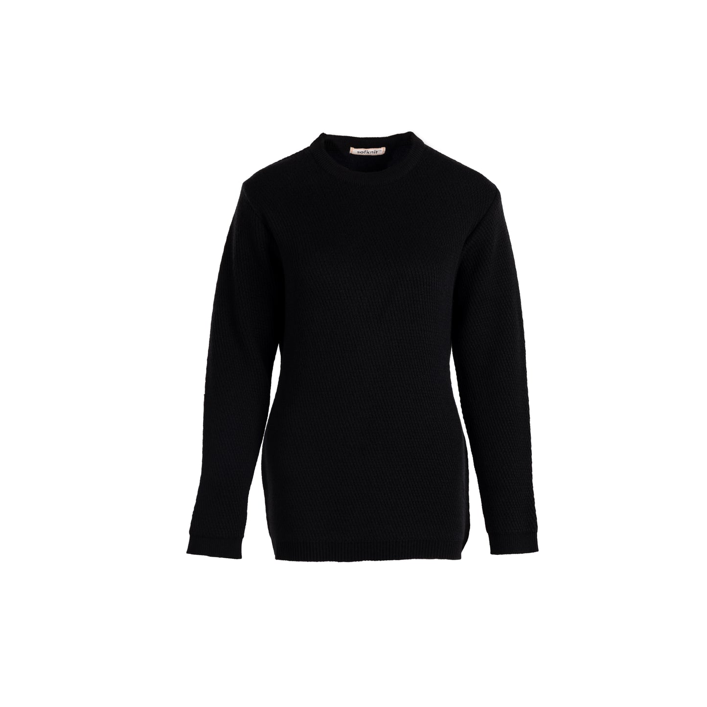 Cross-Knit Brushed Crew-Neck Sweater
