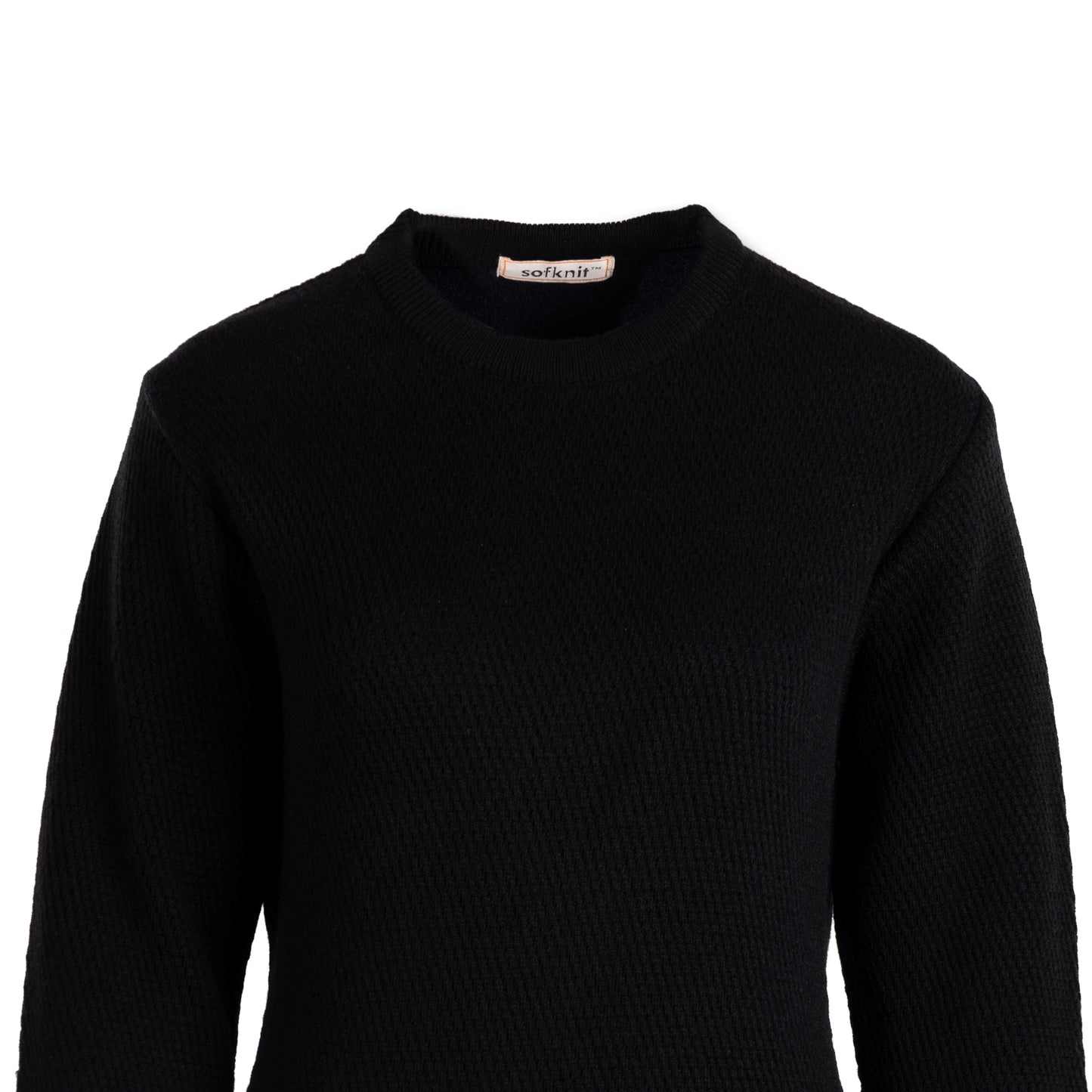 Cross-Knit Brushed Crew-Neck Sweater