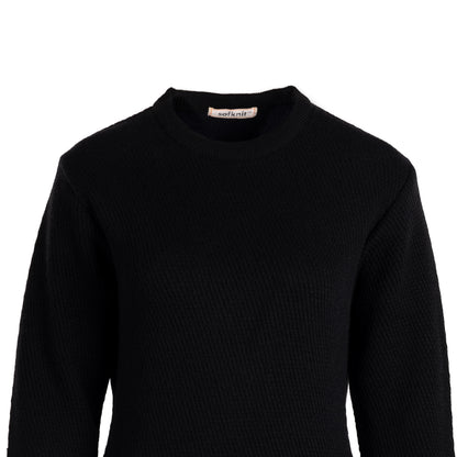 Cross-Knit Brushed Crew-Neck Sweater