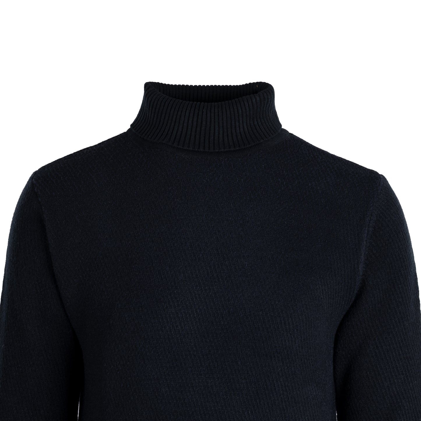 Cross-Knit Brushed High-Neck Sweater
