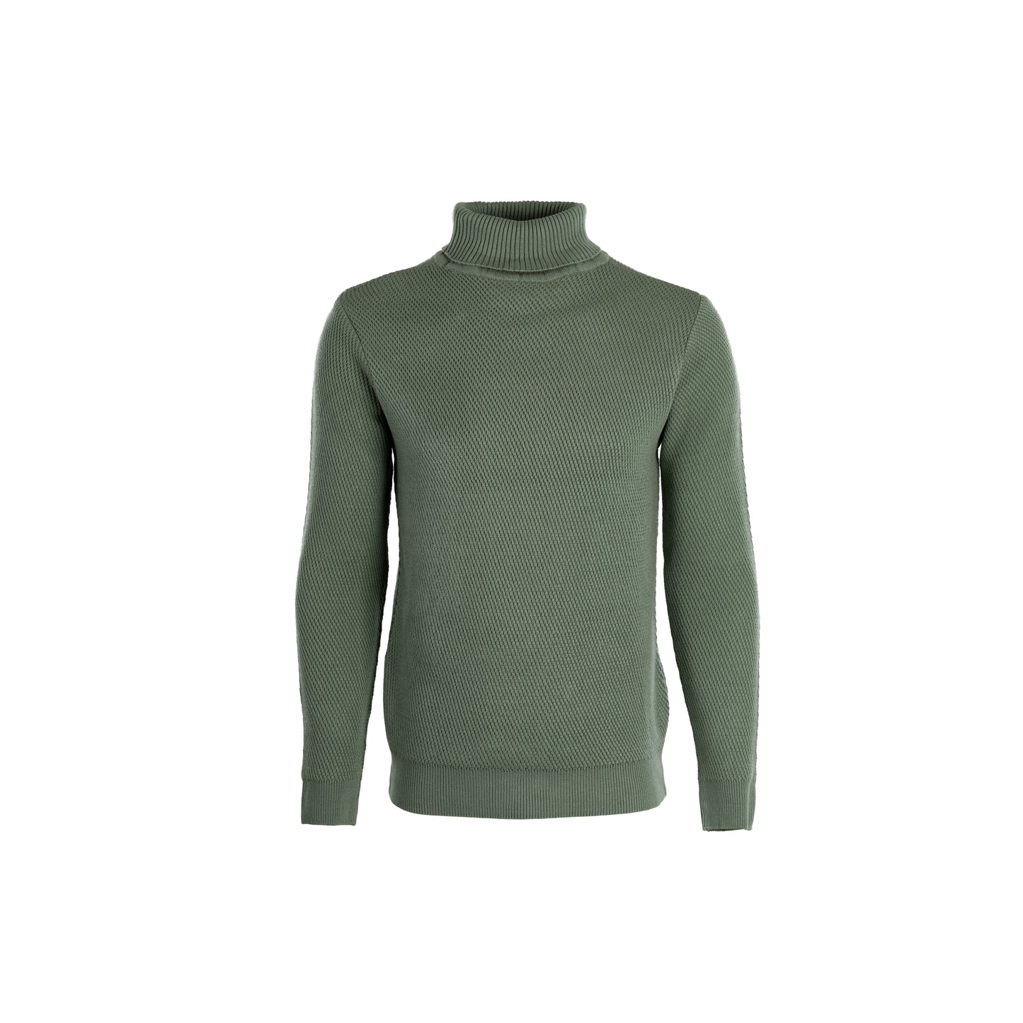 Cross-Knit Brushed High-Neck Sweater