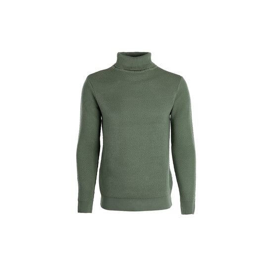 Cross-Knit Brushed High-Neck Sweater