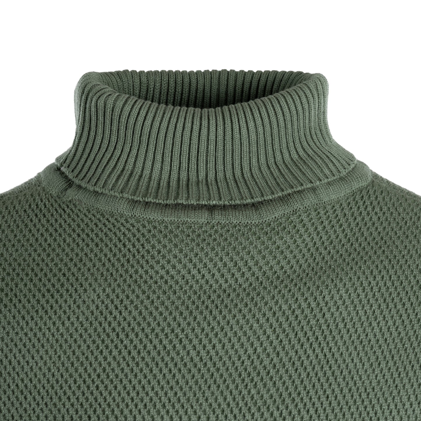 Cross-Knit Brushed High-Neck Sweater