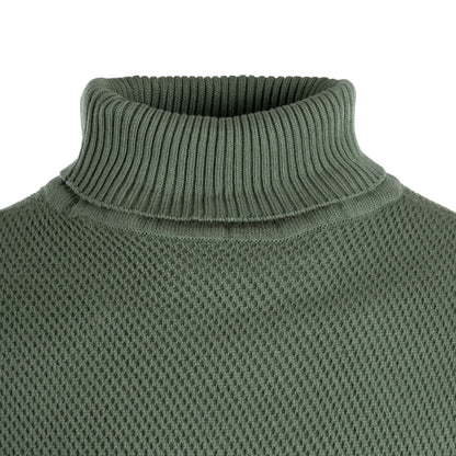 Cross-Knit Brushed High-Neck Sweater